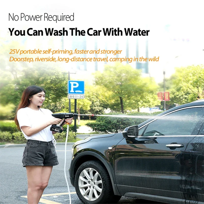 Cordless 60Bar Electric Power Washer 21V, Portable High Pressure Cleaning Gun for Car Washing - Image 5