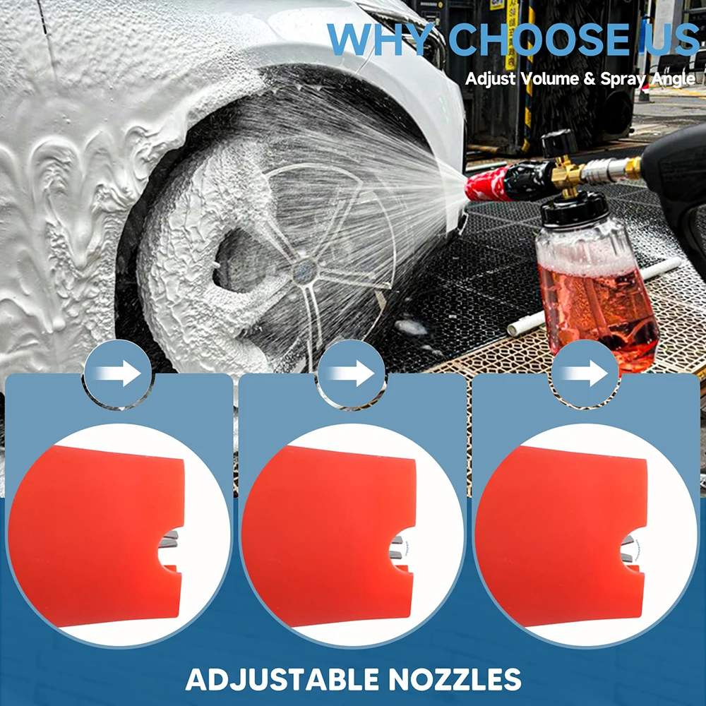 Snow Foam Cannon Bottle Nozzle Sprayer for Pressure Washers, Adjustable Foam Lance for Car Cleaning - Image 4