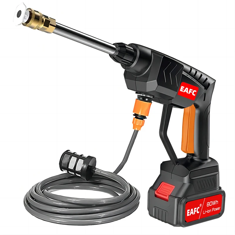 Cordless 60Bar Electric Power Washer 21V, Portable High Pressure Cleaning Gun for Car Washing