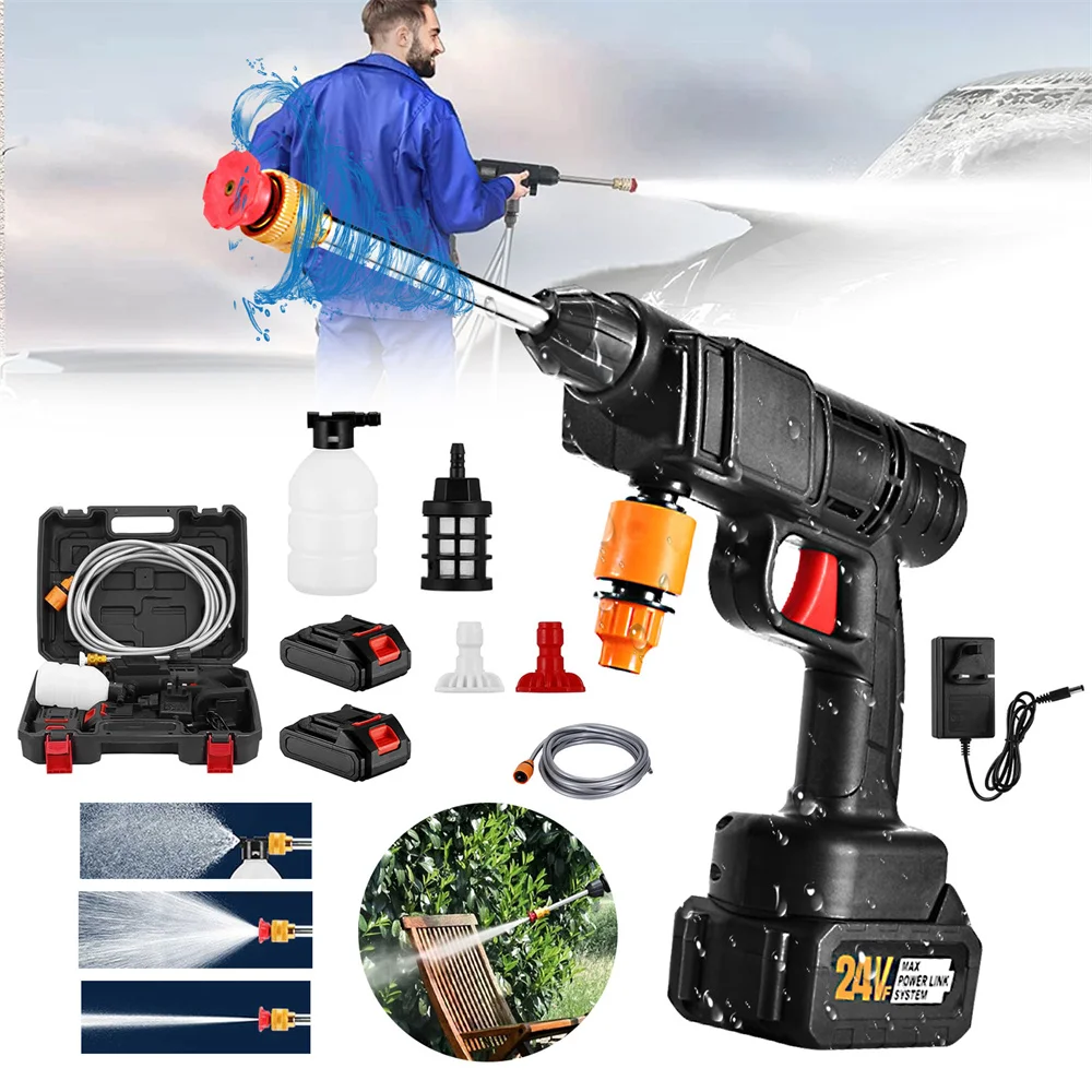Portable High-Pressure Cordless Washer 21V 30Bar, Rechargeable Lithium Car Cleaning Spray Gun - Image 2