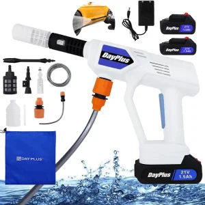 1000W 21V Cordless Pressure Washer with Battery, Portable Power Wash Foam Gun and Hose Kit