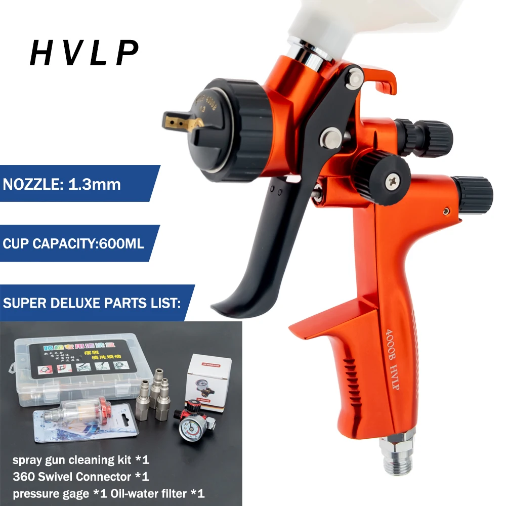 HVLP Paint Spray Gun 1.3mm Nozzle, Professional Stainless Air Sprayer for Automotive Painting