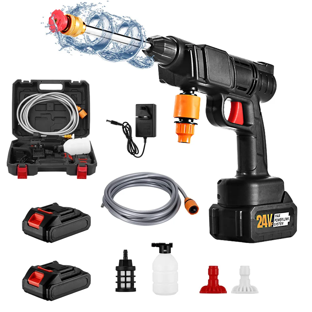 Portable High-Pressure Cordless Washer 21V 30Bar, Rechargeable Lithium Car Cleaning Spray Gun