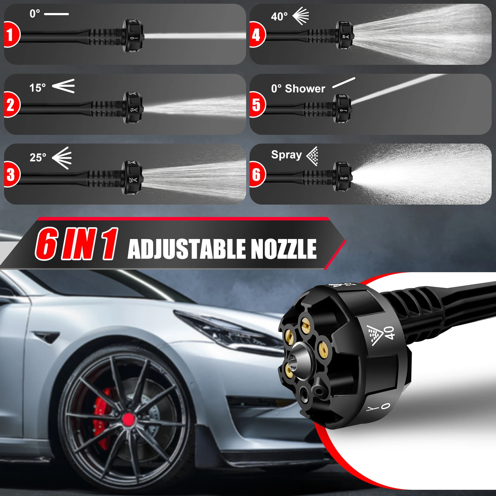 Cordless 3000PSI Power Washer, Portable Lightweight Jet Cleaner with Adjustable 6-in-1 Nozzle - Image 3