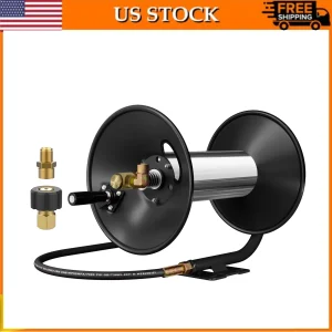 Heavy Duty Pressure Washer Hose Reel with Hand Crank, 3/8" Steel High Pressure Reel 4000 PSI